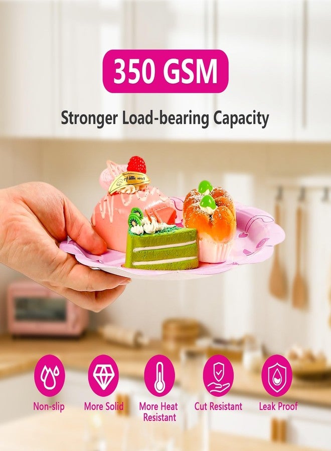Greencian 168Pcs Pink Girl Party Supplies Hot Pink Birthday Plates and Napkins Pink Princess Decorations Tableware Set for Girl Doll Theme Party Supplies，Serves 24 - Image 3